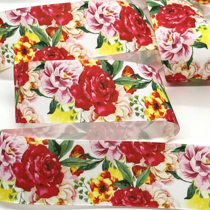 5Y 38mm Floral Satin Ribbon - High Quality for Handmade Gifts and Decorations