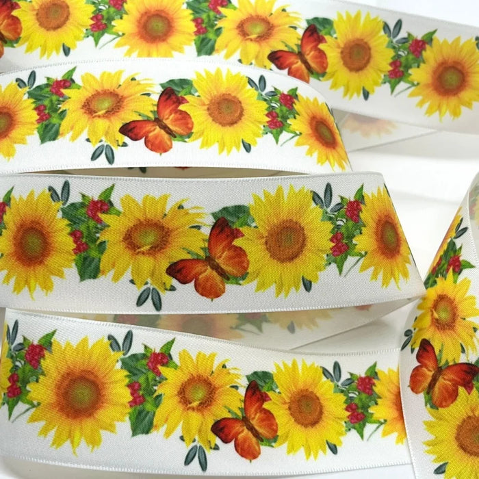 5Y 38mm Floral Satin Ribbon - High Quality for Handmade Gifts and Decorations