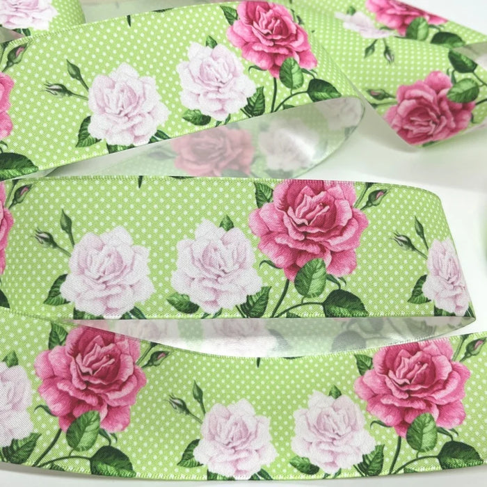 5Y 38mm Floral Satin Ribbon - High Quality for Handmade Gifts and Decorations