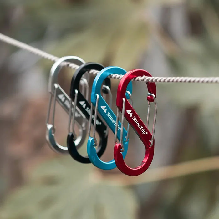 Aluminiumlegering s-vormige karabijnhaak - Outdoor camping EDC sleutelhanger - Dubbele vergrendeling - 4 kleuren