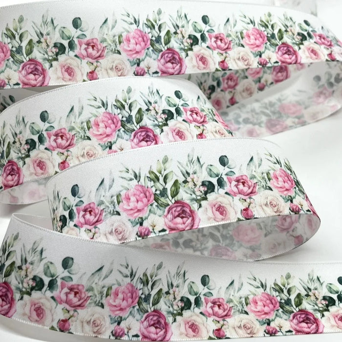 5Y 38mm Floral Satin Ribbon - High Quality for Handmade Gifts and Decorations