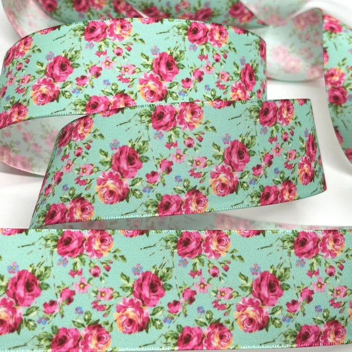 5Y 38mm Floral Satin Ribbon - High Quality for Handmade Gifts and Decorations