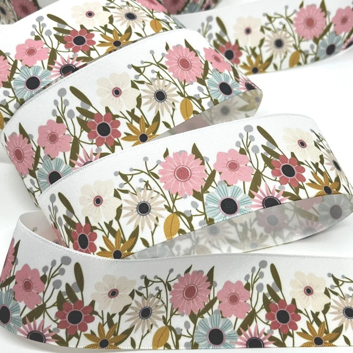 5Y 38mm Floral Satin Ribbon - High Quality for Handmade Gifts and Decorations