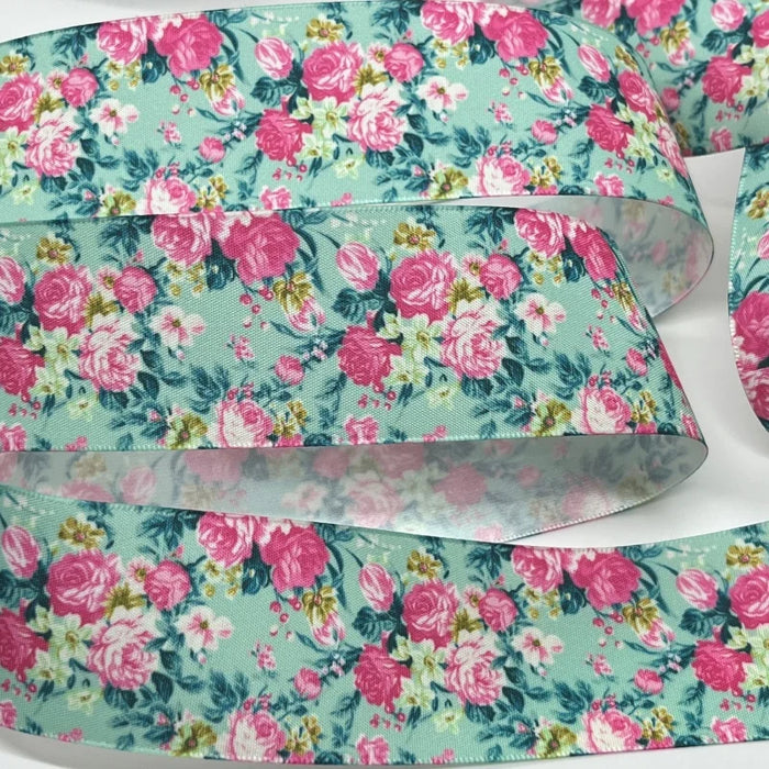 5Y 38mm Floral Satin Ribbon - High Quality for Handmade Gifts and Decorations