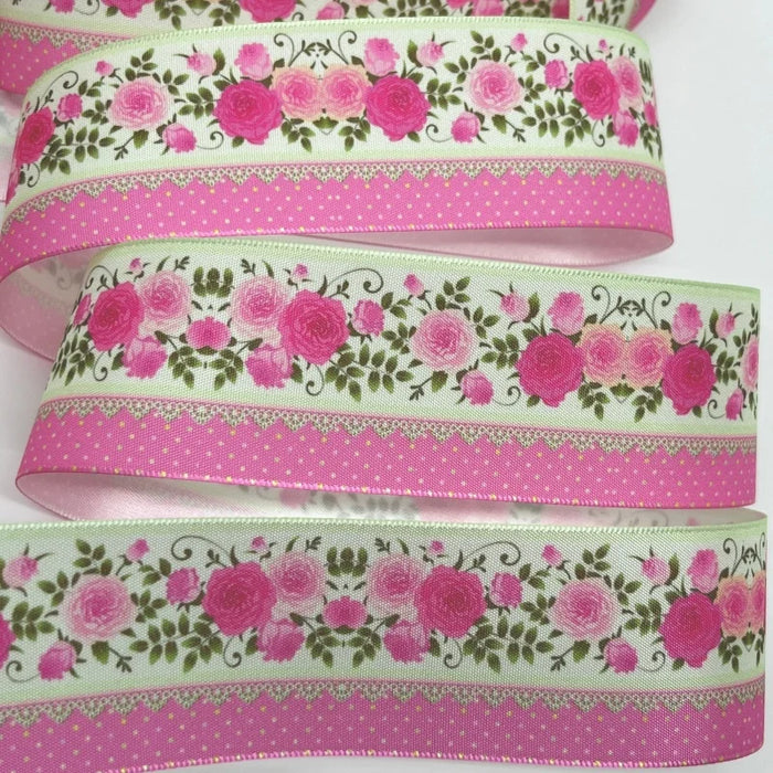 5Y 38mm Floral Satin Ribbon - High Quality for Handmade Gifts and Decorations