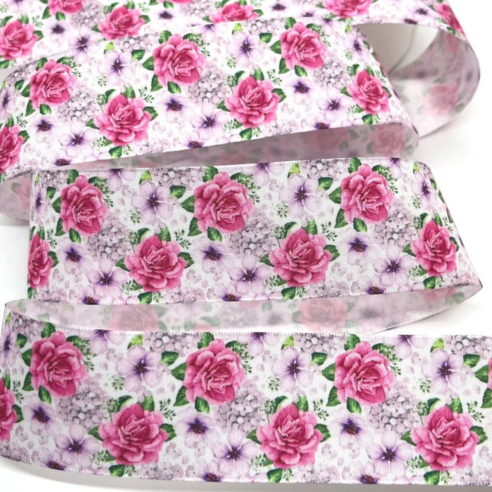 5Y 38mm Floral Satin Ribbon - High Quality for Handmade Gifts and Decorations