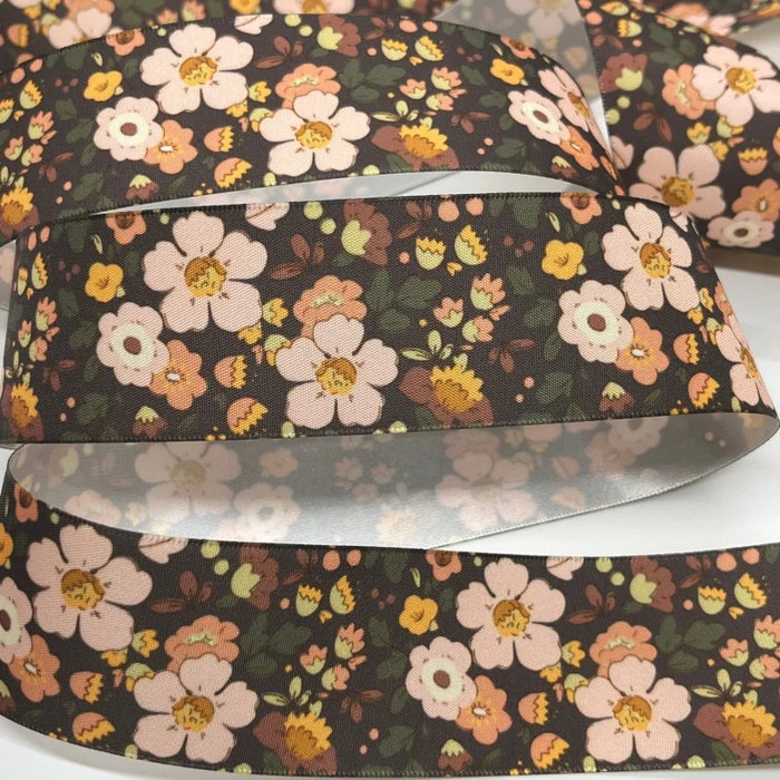 5Y 38mm Floral Satin Ribbon - High Quality for Handmade Gifts and Decorations