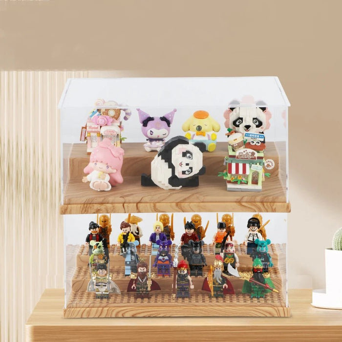 Acrylic stofvrije displaybox – Transparante opbergdoos met traprek voor figuren en bouwstenen - Bivakshop