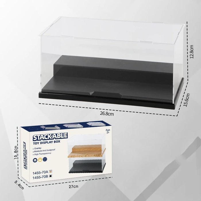 Acrylic stofvrije displaybox – Transparante opbergdoos met traprek voor figuren en bouwstenen - Bivakshop