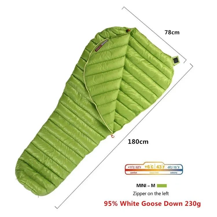 AEGISMAX ultralichte slaapzak - 95% ganzendons - Mummy model - 3 seizoenen - Bivakshop