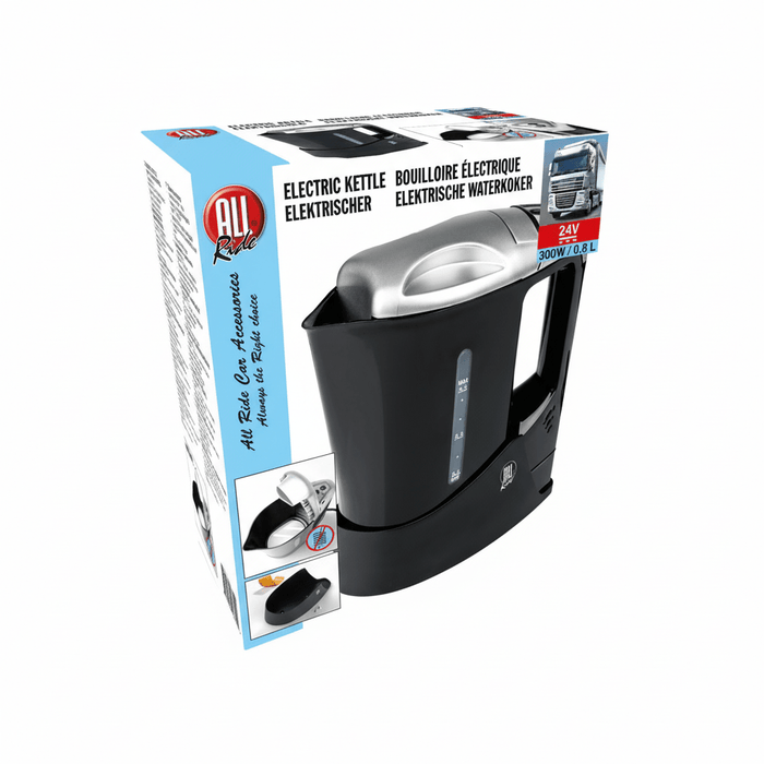 All Ride - Waterkoker met Houder – 24V – 0,8 L – Compact & Veilig voor Onderweg (Vrachtwagen/Camper) - Bivakshop