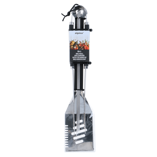 Alpina - BBQ Gereedschapset – 6 - delig – RVS – Compleet & Duurzaam - Bivakshop