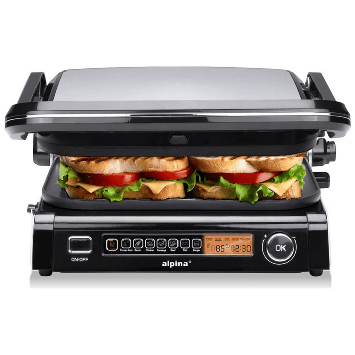 Alpina - Contact Grill – 2100W – RVS – Multifunctioneel (Panini, Vlees & Tosti) - Bivakshop