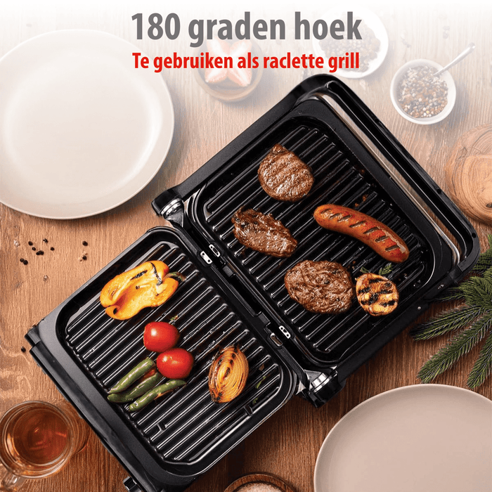 Alpina - Contact Grill – 2100W – RVS – Multifunctioneel (Panini, Vlees & Tosti) - Bivakshop