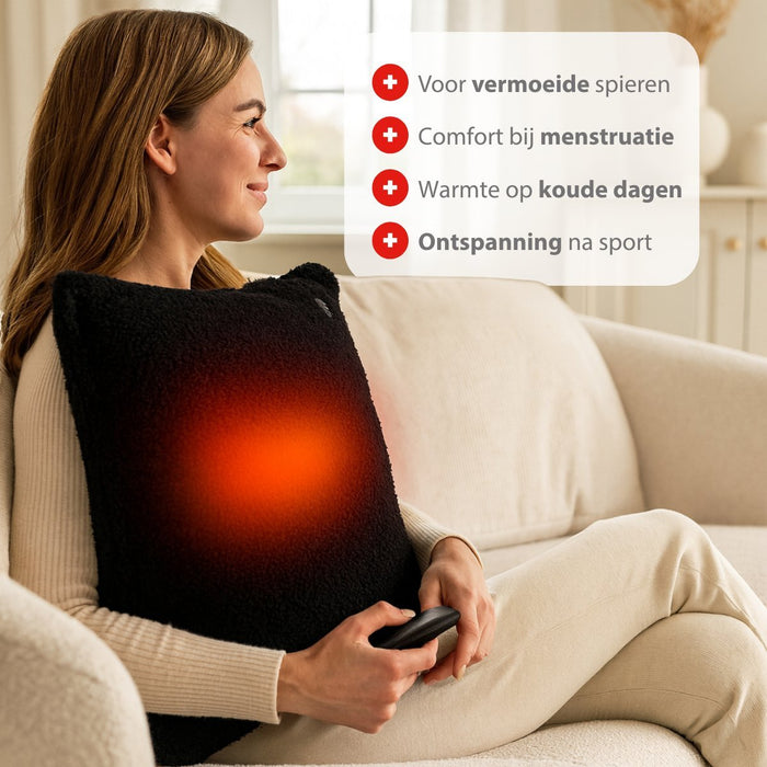 Alpina – draadloos verwarmd kussen zwart – oplaadbaar – warmtekussen - Bivakshop