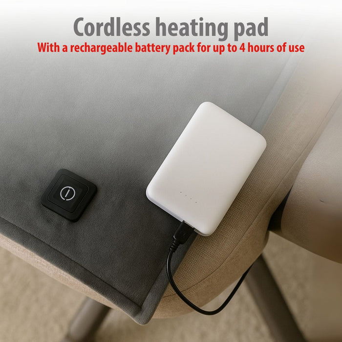 Alpina – Draadloos verwarmd stoelkussen Grijs – Oplaadbaar – Stoelverwarming - Bivakshop