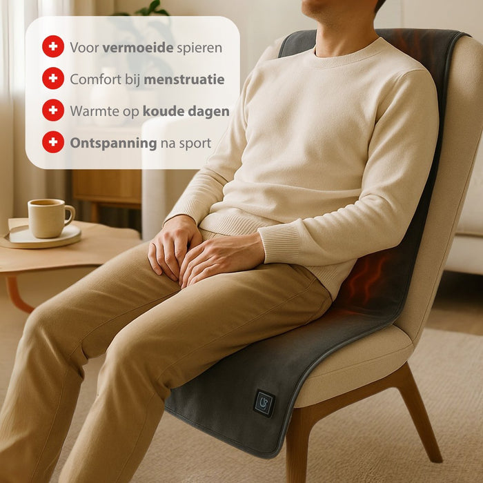 Alpina – Draadloos verwarmd stoelkussen Grijs – Oplaadbaar – Stoelverwarming - Bivakshop