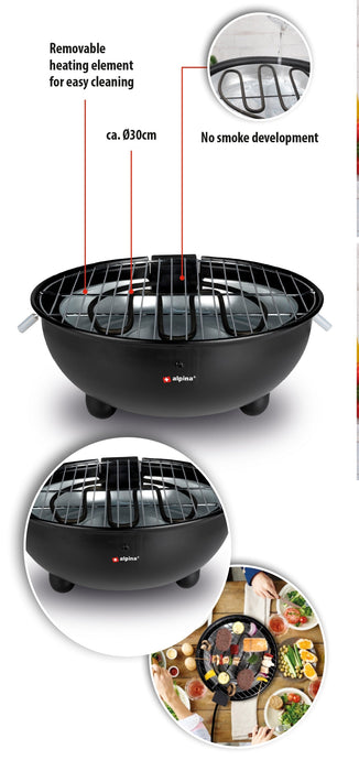 Alpina - Elektrische BBQ Tafel – Compact & Rookvrij – Ideaal voor Tafelgrillen, Balkon en Keuken - Bivakshop