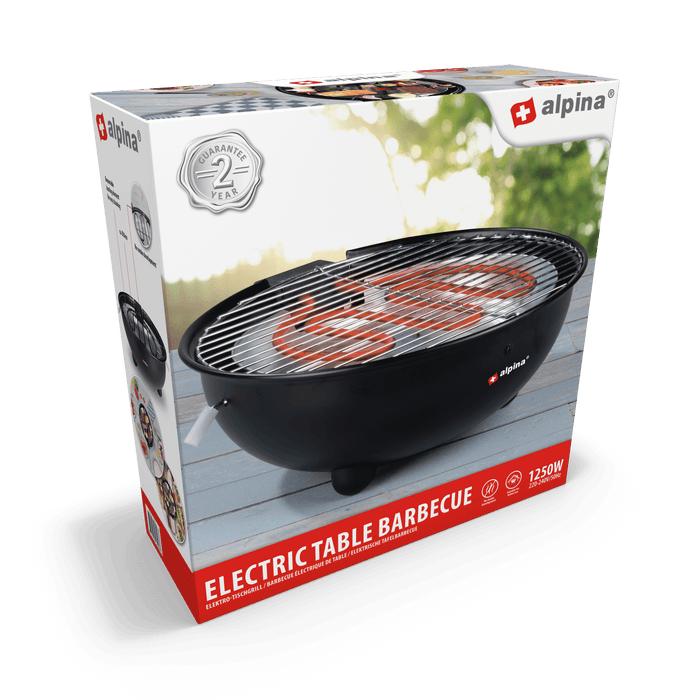 Alpina - Elektrische BBQ Tafel – Compact & Rookvrij – Ideaal voor Tafelgrillen, Balkon en Keuken - Bivakshop
