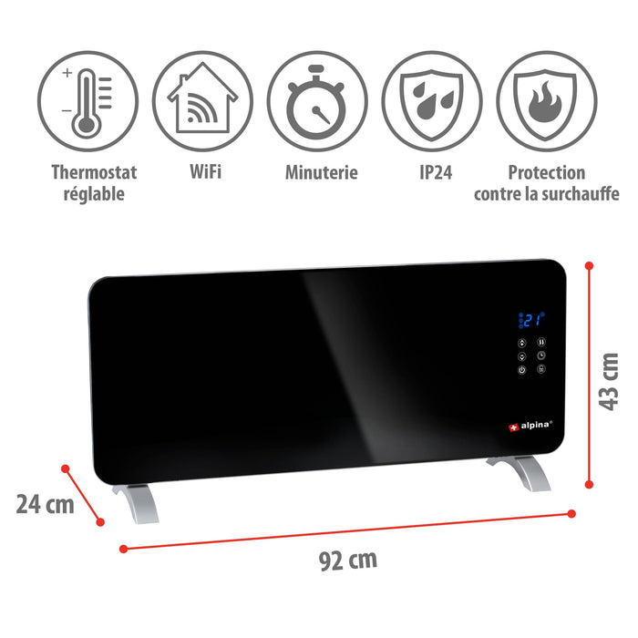 Alpina - Glas paneelverwarming – 230V 2000W – Wifi bediening - Bivakshop