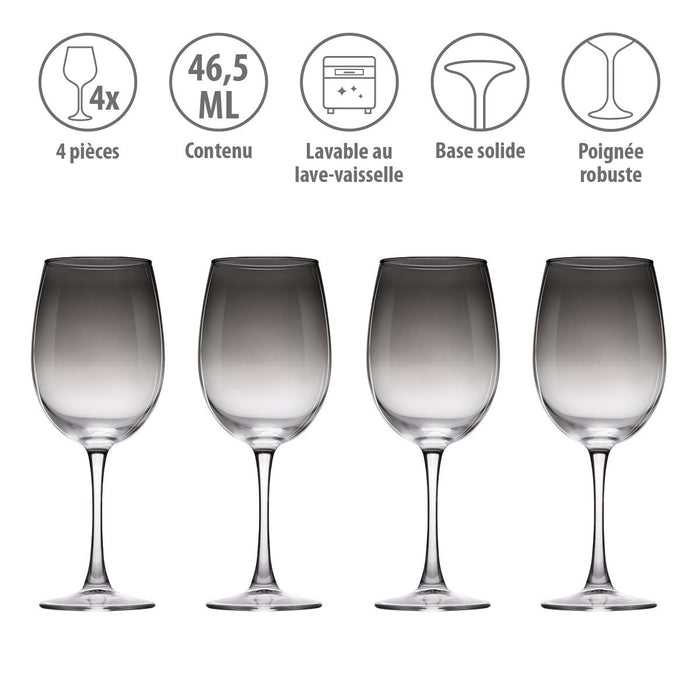 Alpina – Luxe Wijnglazen Set (4 - delig) – Gesmokt Glas – 465 ml - Bivakshop