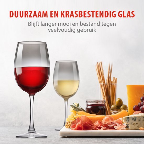 Alpina – Luxe Wijnglazen Set (4 - delig) – Gesmokt Glas – 465 ml - Bivakshop