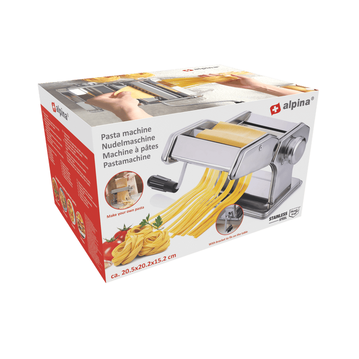 Alpina – Pastamachine RVS – Handmatig – 9 diktes voor Spaghetti, Lasagne & Fettuccine - Bivakshop