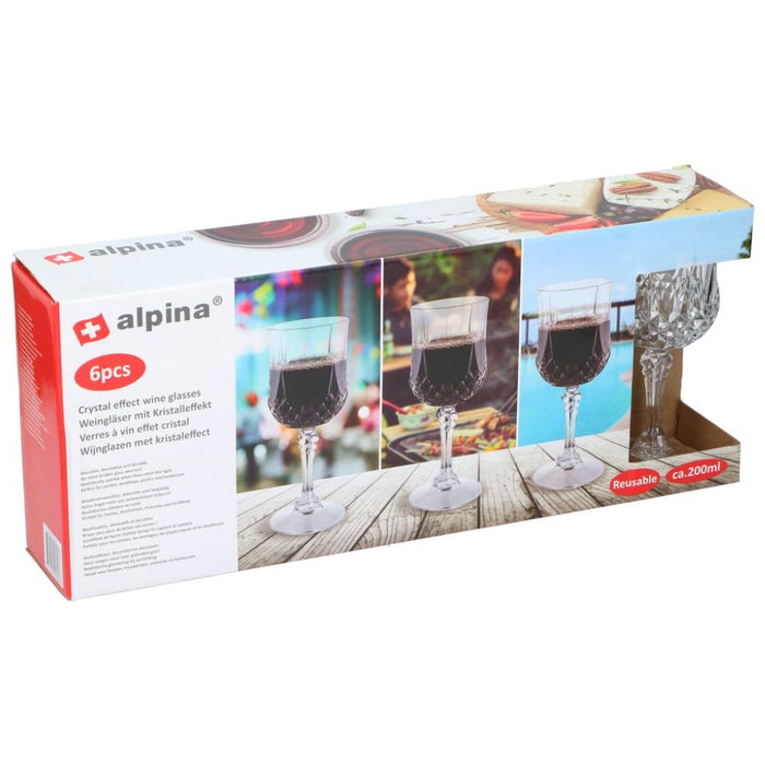 Alpina - Plastic Wijnglazen Set (6 Stuks) - 200ml - Onbreekbaar Outdoor - Bivakshop