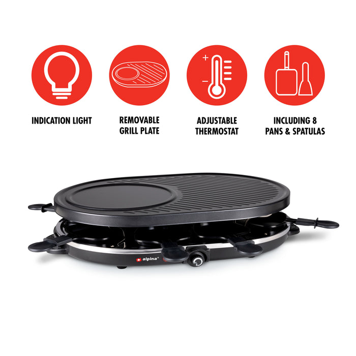 Alpina - Raclette Grill Gourmet – ABS – Compact & Gebruiksvriendelijk - Bivakshop