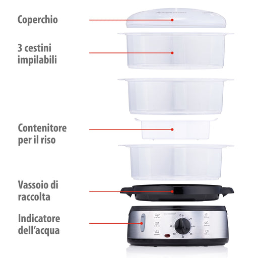 Alpina – Stoomkoker – 800W – Gezond & Efficiënt Stomen (Meerlaags) - Bivakshop