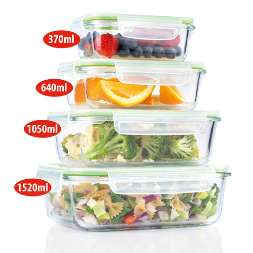 Alpina - Vershouddozenset – 8 Stuks (4 Maten) – Luchtdicht & Stapelbaar – Food Containers - Bivakshop