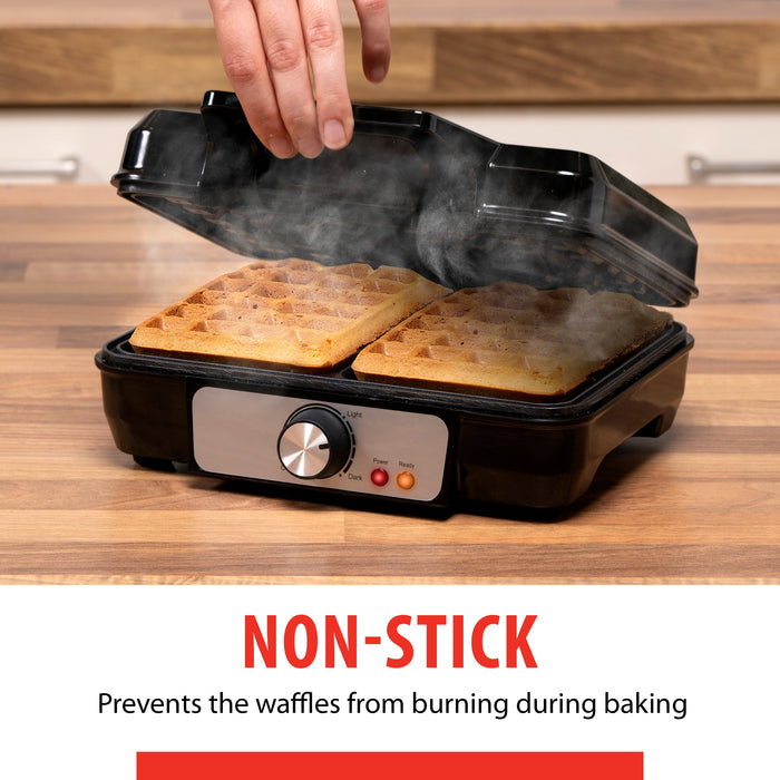 Alpina – Wafelijzer 1000W – Snel 2 Grote Wafels Maken – Met Regelbare Thermostaat - Bivakshop