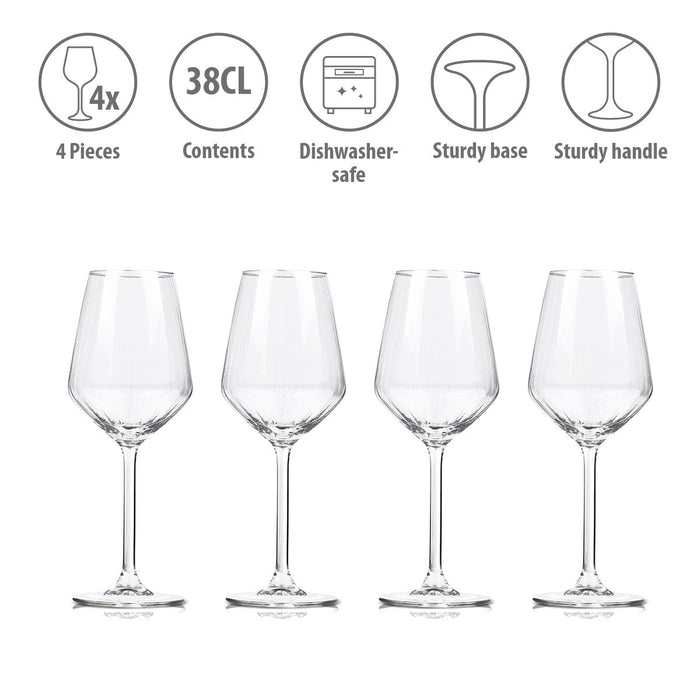 Alpina – Wijnglazen Set Witte Wijn (4 stuks) – 38 cl Optiek Glas - Bivakshop