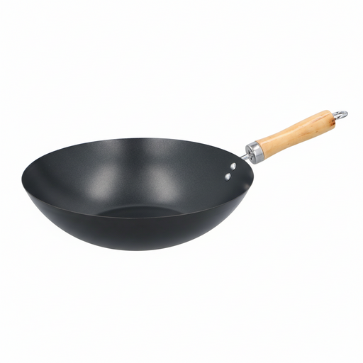Alpina Wokpan Ø30CM – 2 - Laags anti - aanbaklaag (PFOA - vrij) – Houten handvat - Bivakshop