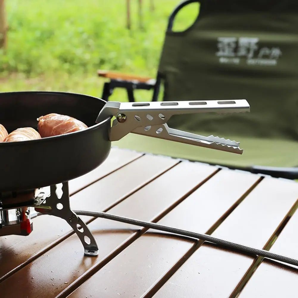 Anti - aanbak Pan - en Komgrijper – Opvouwbare Aluminium Handgreep – Camping, Hiking & BBQ Kookgerei - Bivakshop