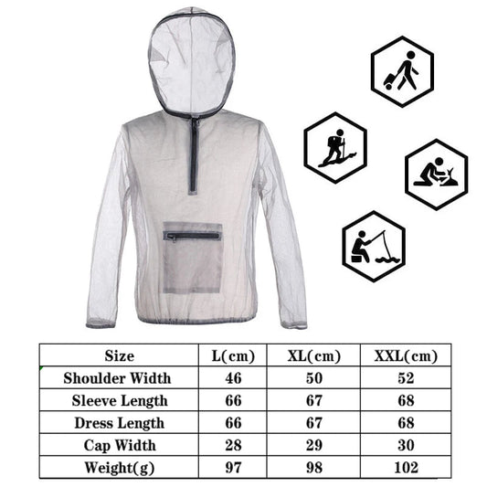 Anti - muggenkleding – Beschermend mesh pak met capuchon voor vissen, kamperen & jagen - Bivakshop