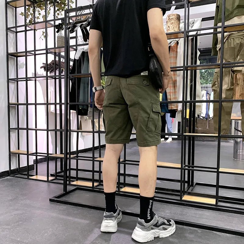 Army groene katoenen cargoshort – Zware kwaliteit met meerdere zakken, losse pasvorm voor outdoor & trekking - Bivakshop