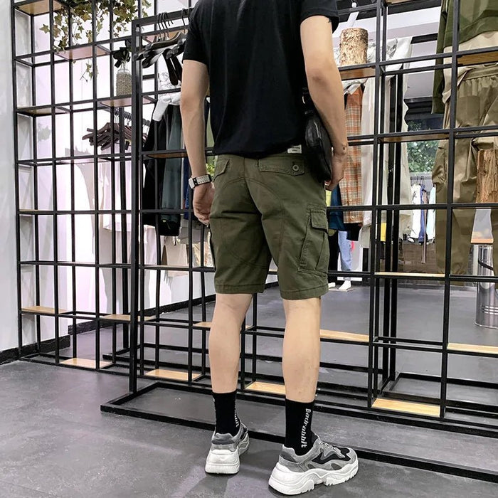 Army groene katoenen cargoshort – Zware kwaliteit met meerdere zakken, losse pasvorm voor outdoor & trekking - Bivakshop