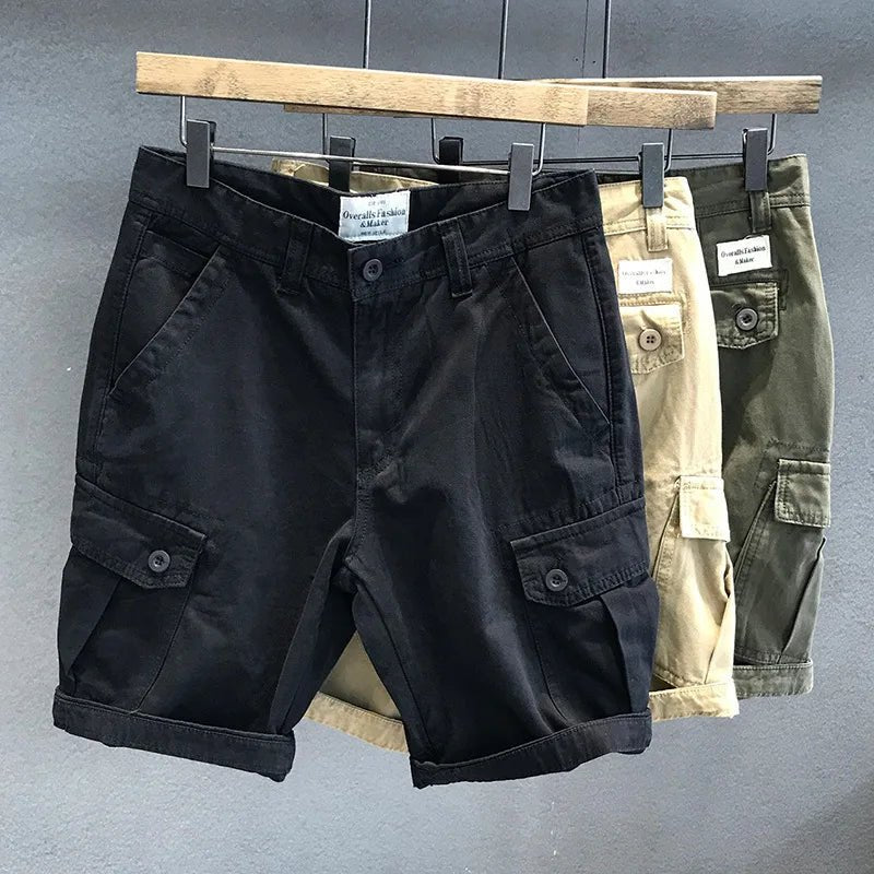 Army groene katoenen cargoshort – Zware kwaliteit met meerdere zakken, losse pasvorm voor outdoor & trekking - Bivakshop