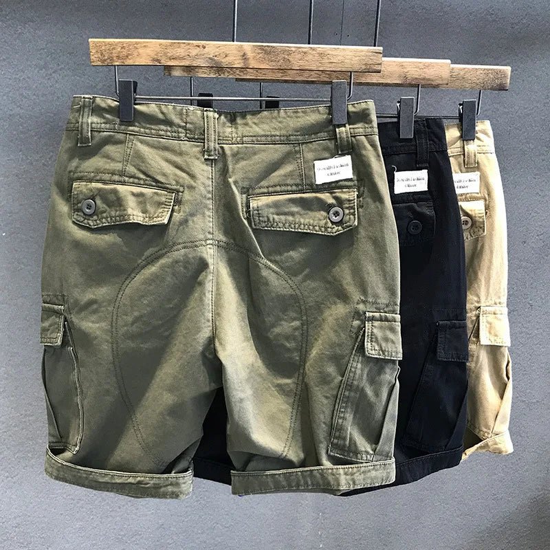 Army groene katoenen cargoshort – Zware kwaliteit met meerdere zakken, losse pasvorm voor outdoor & trekking - Bivakshop