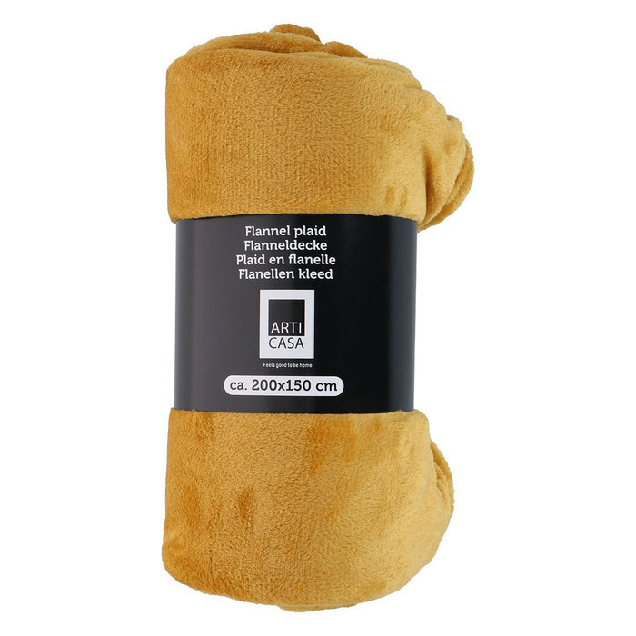 Arti Casa – Fleece deken – 150x200 cm – Mosterdgeel - Bivakshop