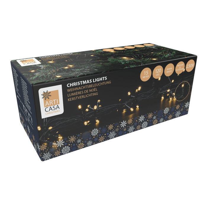 Arti Casa - Lichtslinger 15 meter - 120 Warm Witte LED's - Binnen & Buiten (IP44) - Bivakshop