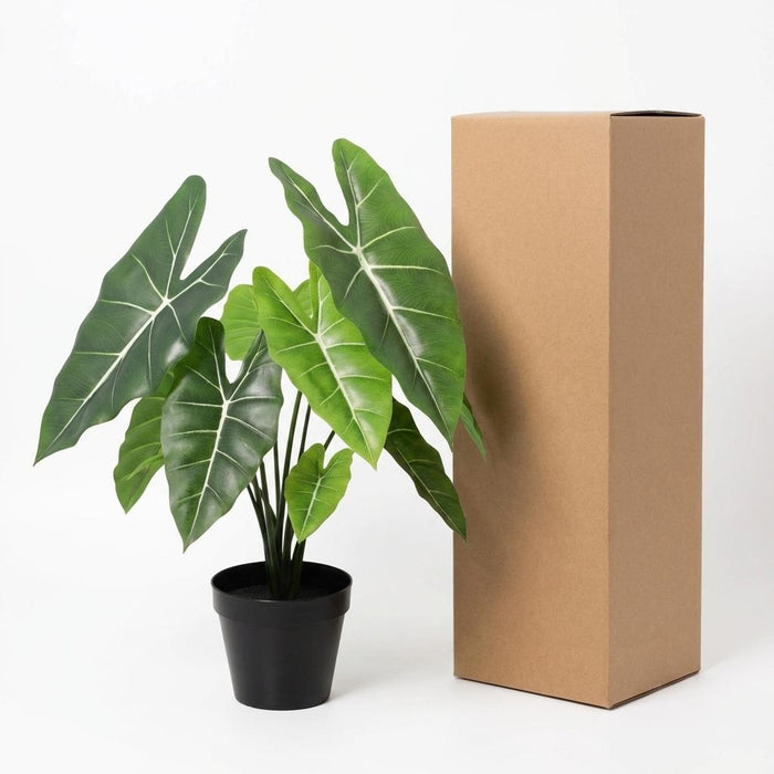 Artificial Alocasia Polly – Compacte Kunstplant – 40 cm – Onderhoudsvrij Groen - Bivakshop
