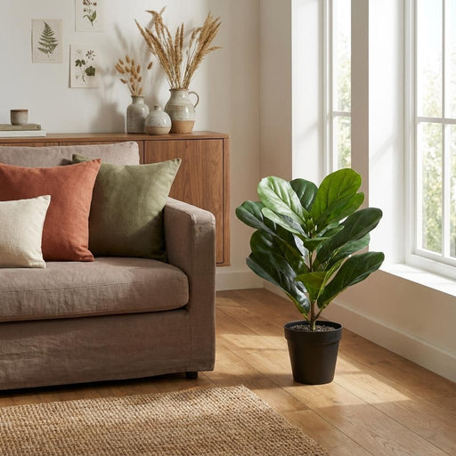 Artificial Ficus Lyrata – Compacte Kunstplant – 40 cm – Onderhoudsvrij Groen - Bivakshop