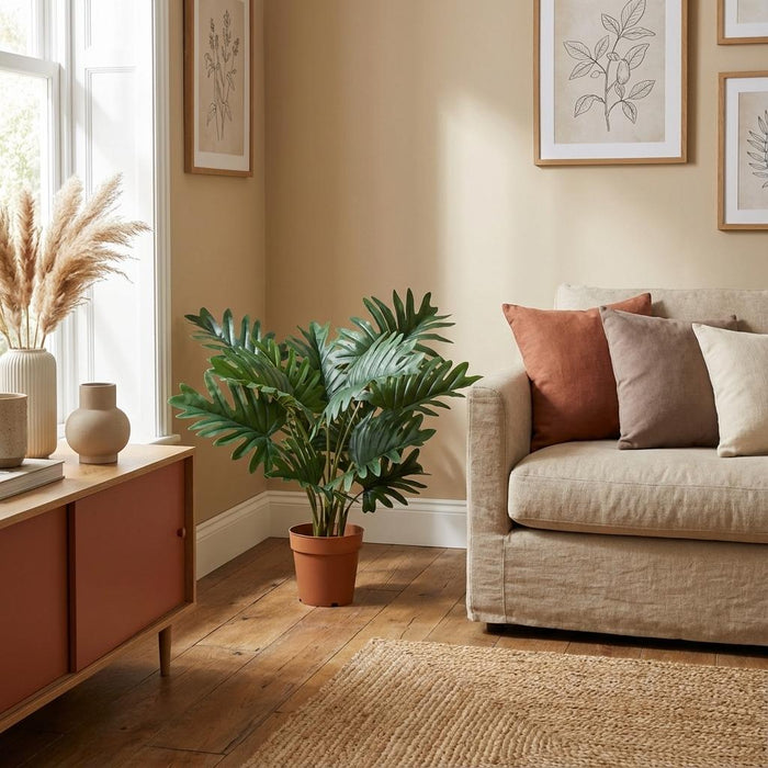 Artificial Philodendron Selloum – Tropische Kunstplant – 70 cm – Onderhoudsvrij - Bivakshop
