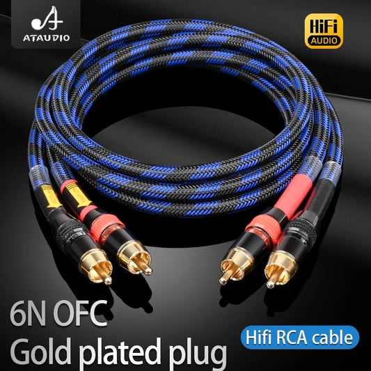 ATAUDIO HiFi RCA - kabel - 6N OFC audio kabel - 2RCA male naar male voor versterkers en luidsprekers - Bivakshop