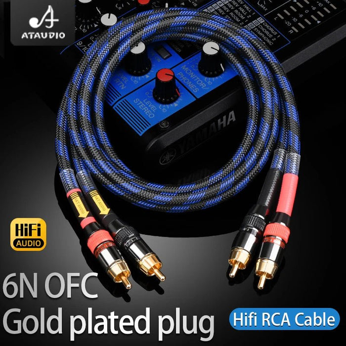 ATAUDIO HiFi RCA - kabel - 6N OFC audio kabel - 2RCA male naar male voor versterkers en luidsprekers - Bivakshop