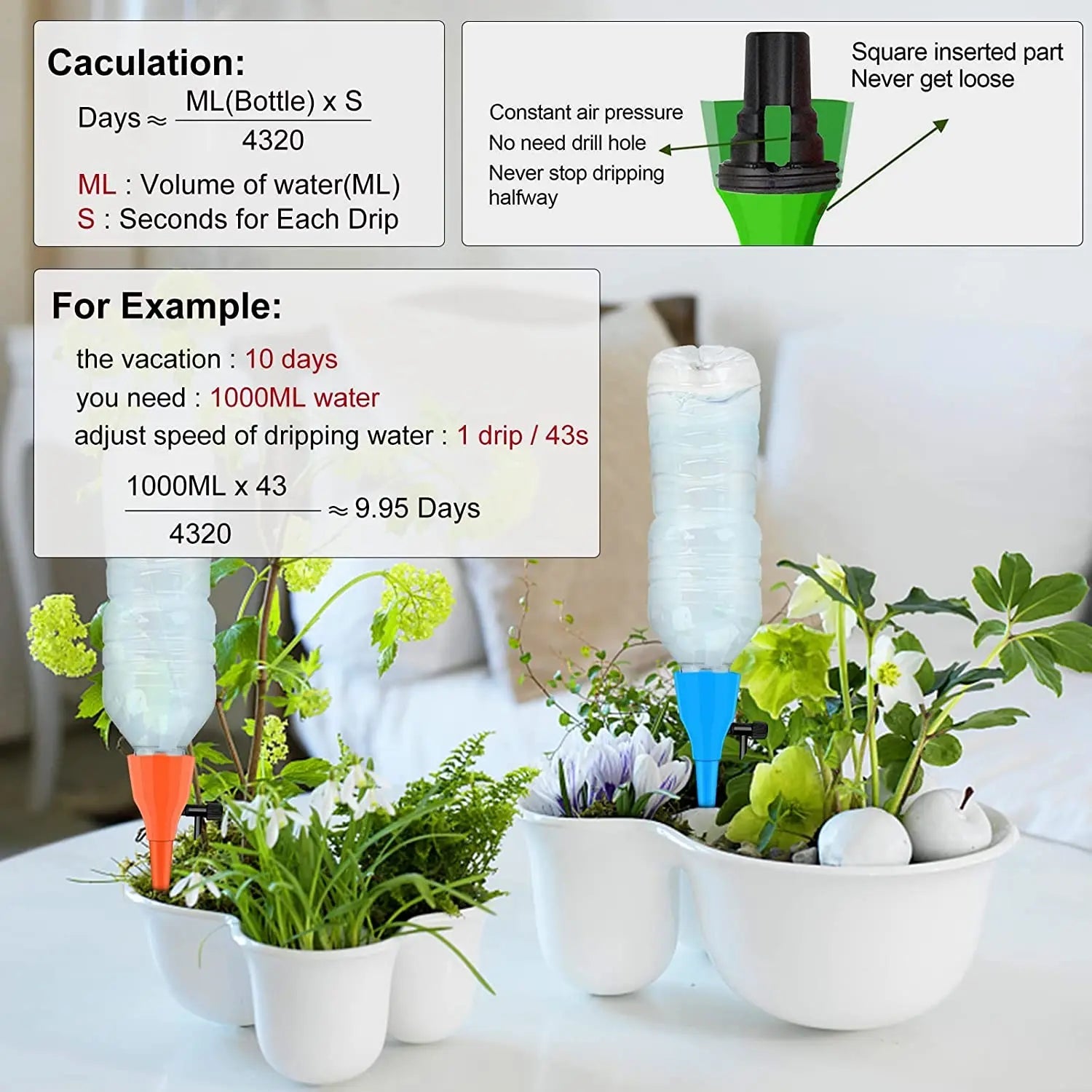 Automatisch druppelirrigatiesysteem met zelfwaterende spikes - Controleerbare plantbewatering voor tuin en binnenruimte - Bivakshop