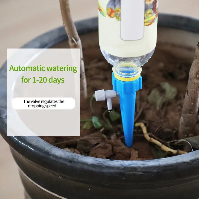 Automatisch druppelirrigatiesysteem met zelfwaterende spikes - Controleerbare plantbewatering voor tuin en binnenruimte - Bivakshop