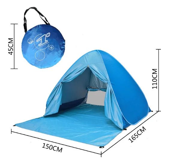 Automatische instant pop - up strandtent - UV - bescherming & waterdicht met deurgordijn - Bivakshop